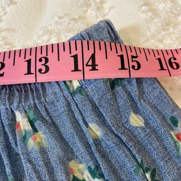VTG HOWARD WOLF MADE IN USA Pleated Maxi Skirt Women's Floral Blue Cottagecore - Picture 9 of 10